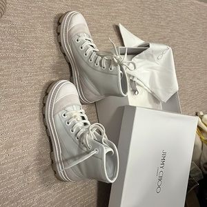 Jimmy choo high top sneakers. White leather, 37, nearly perfect condition
